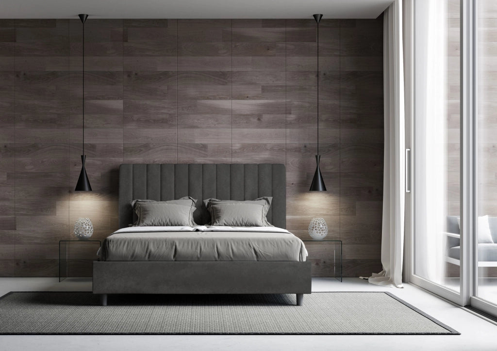 Letto una Piazza e Mezza Imbottito in Microfibra 120x190 Con Rete Agueda Grigio