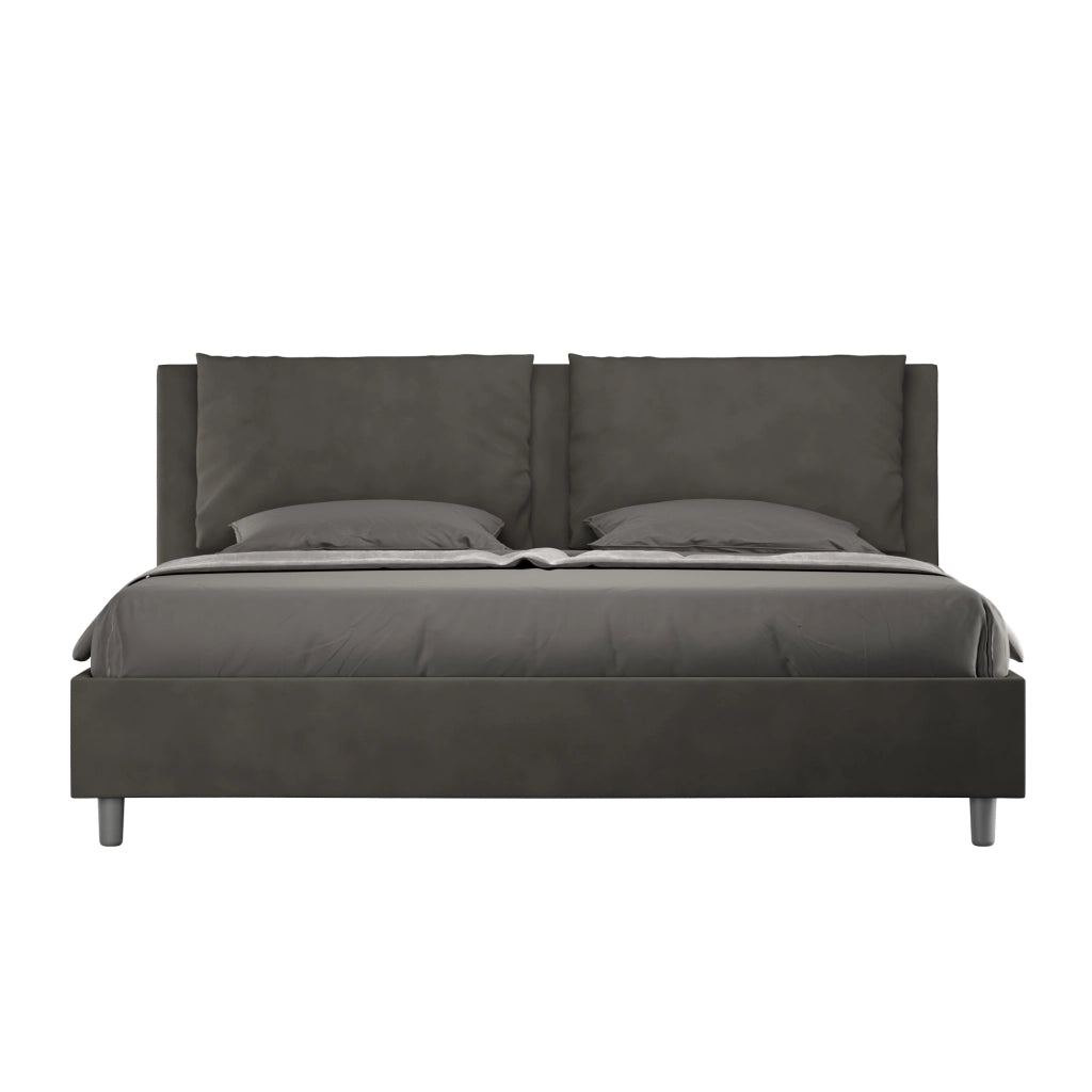 Letto Matrimoniale King Size in Microfibra 180x210 Con Rete Antea Grigio