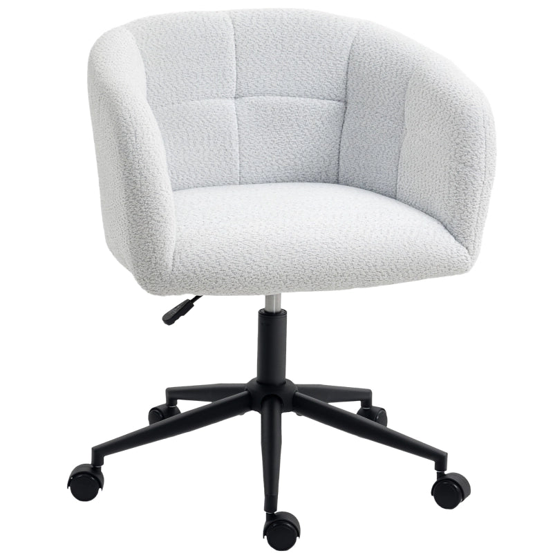 Sedia da ufficio girevole; con braccioli; ruote e imbottitura; ad altezza regolabile; in poliestere; 65x59x75-85 cm; color crema