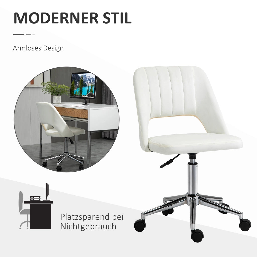 Sedia da Ufficio Girevole e Regolabile in Altezza; Design Compatto ed Ergonomico; Moderna; Beige; per Casa e Ufficio