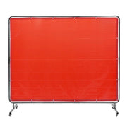 Tenda per Saldatura XU-2311 1,8x2,4m Schermo di Protezione in Vinile Ignifugo Rosso con 4 Ruote Girevoli per Officina e Fai da Te