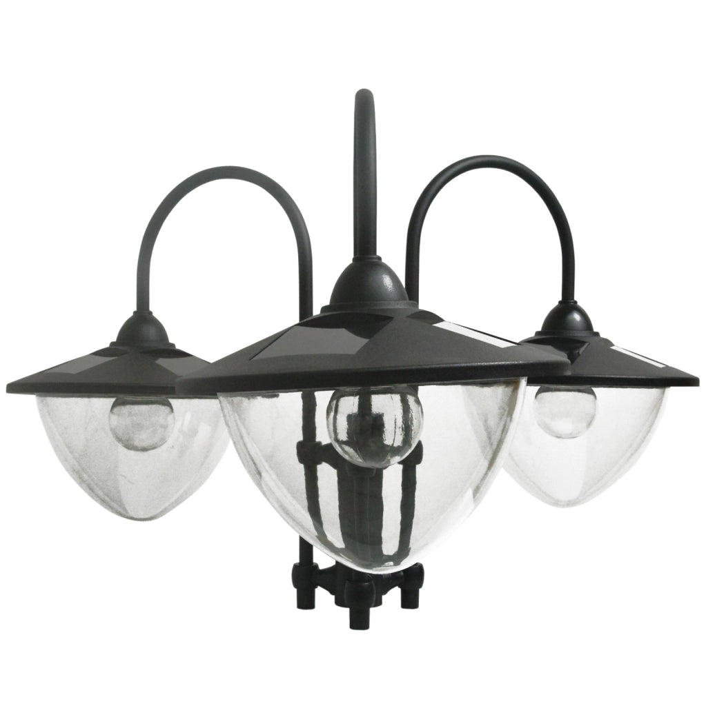 Lanterna solare da esterno a 3 teste 60x55x189 cm in plastica nera IP44