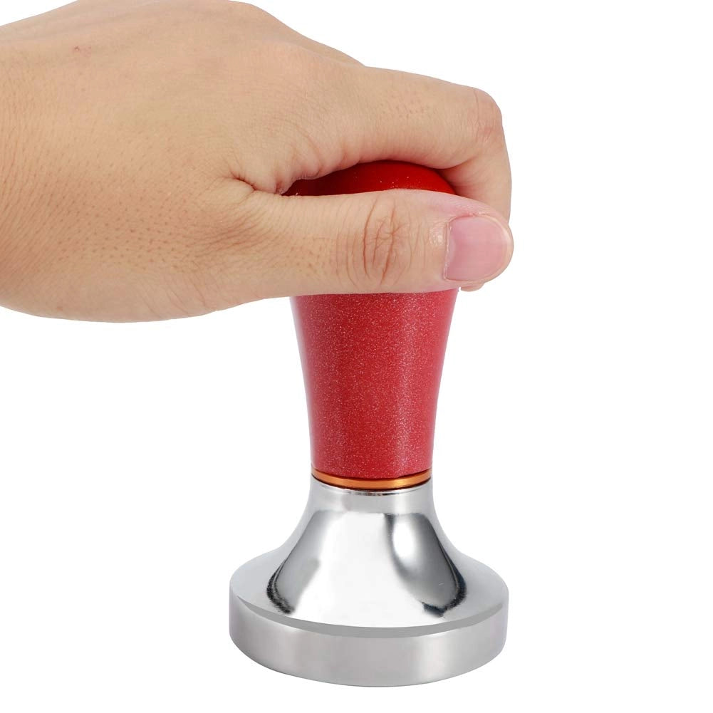Pressino per espresso, 57 mm, in alluminio, colore rosso