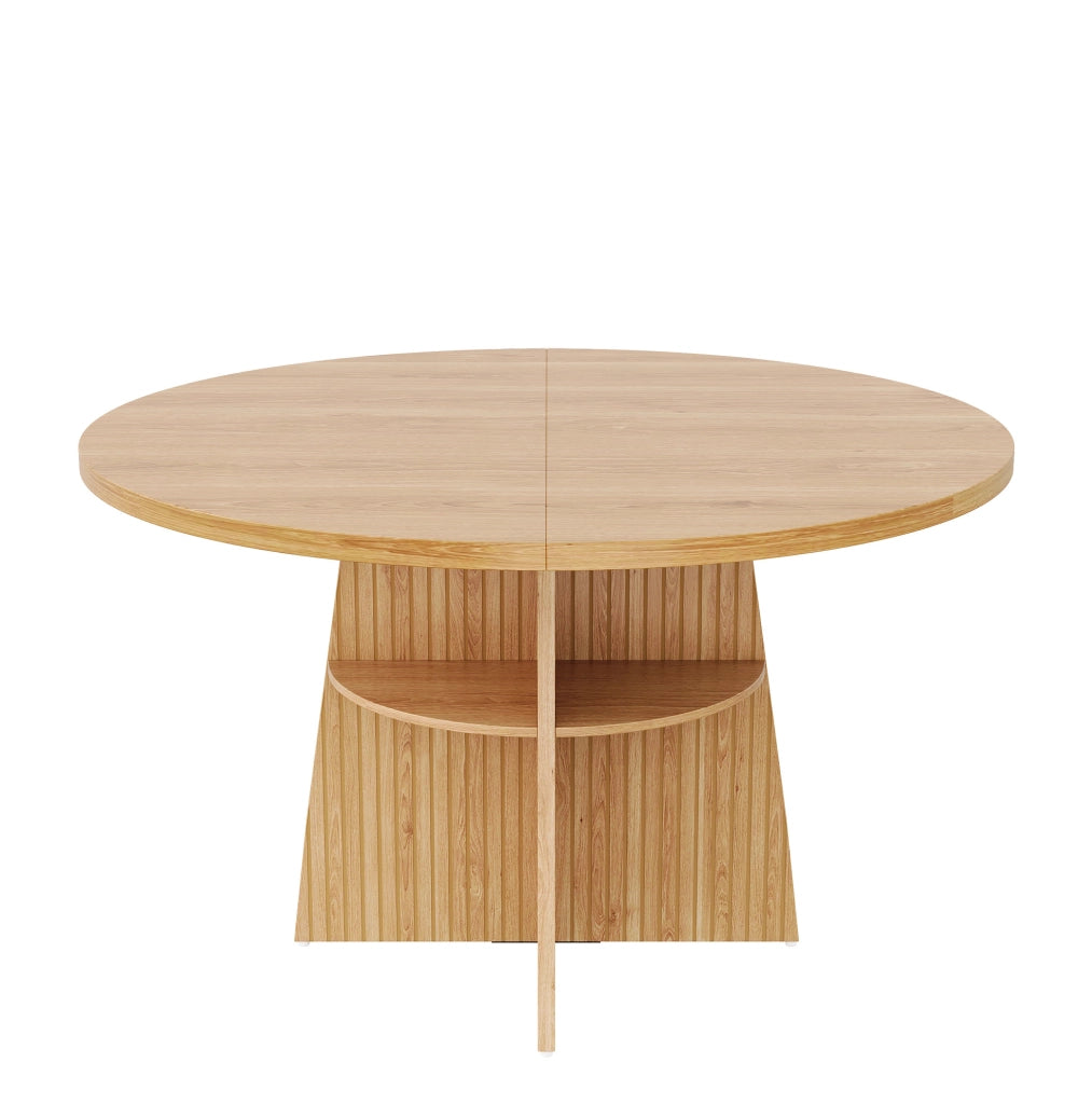 Tavolo da pranzo allungabile IVMEU 110-150x110 cm in MDF effetto legno naturale, con ripiano inferiore