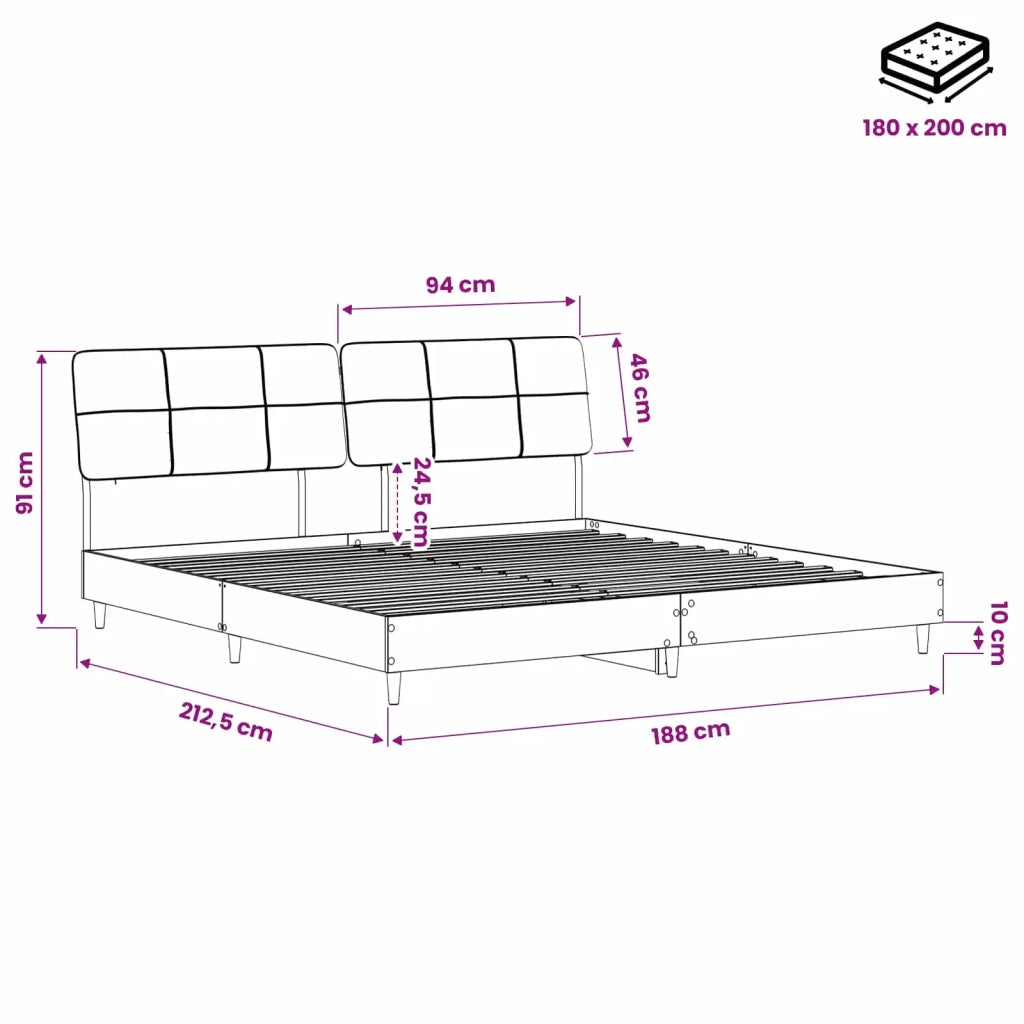 Letto matrimoniale con testiera Grigio Cemento e Grigio Chiaro 3440633