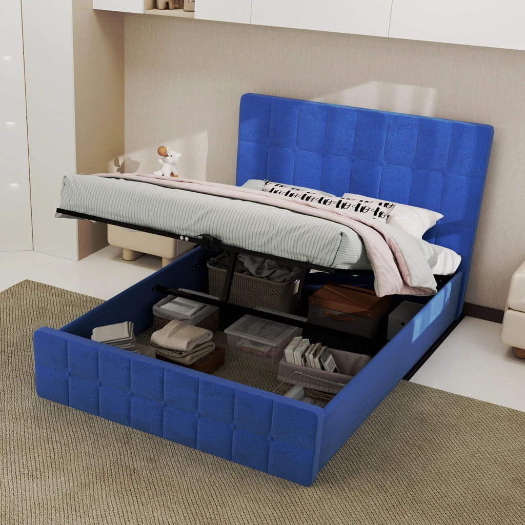 Letto 140x200 cm con testiera blu