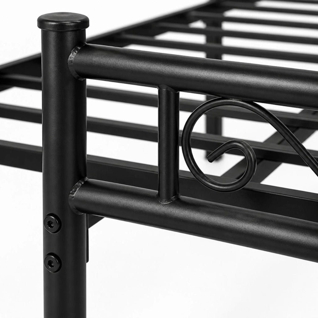 3. Struttura Letto Matrimoniale Con Decorazione In Acciaio Al Carbonio Rete A Doghe Metalliche Design Elegante Minimal Per Camera Da Letto Stanza Ospiti 207 X 162 X 88.5 Cm Colore: Nero