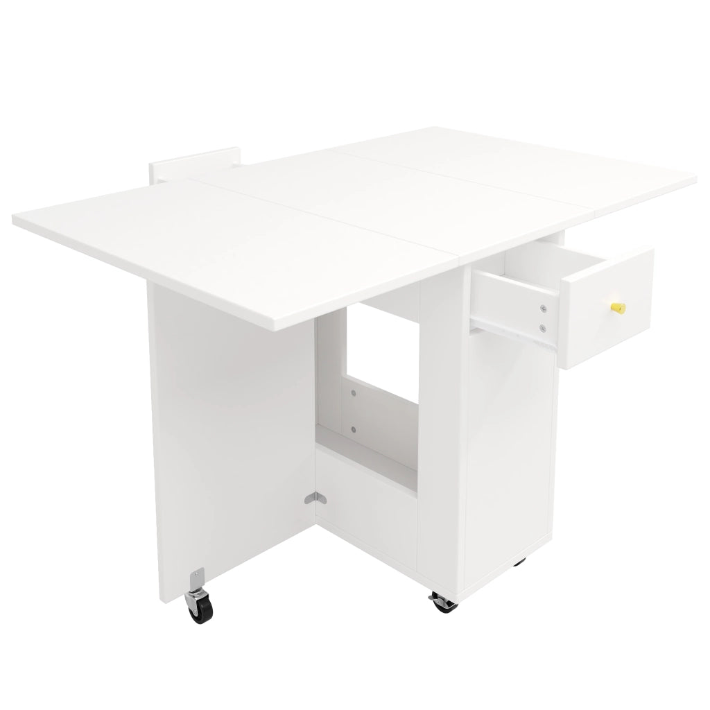 Set mobile cucina con tavolo pieghevole in MDF bianco