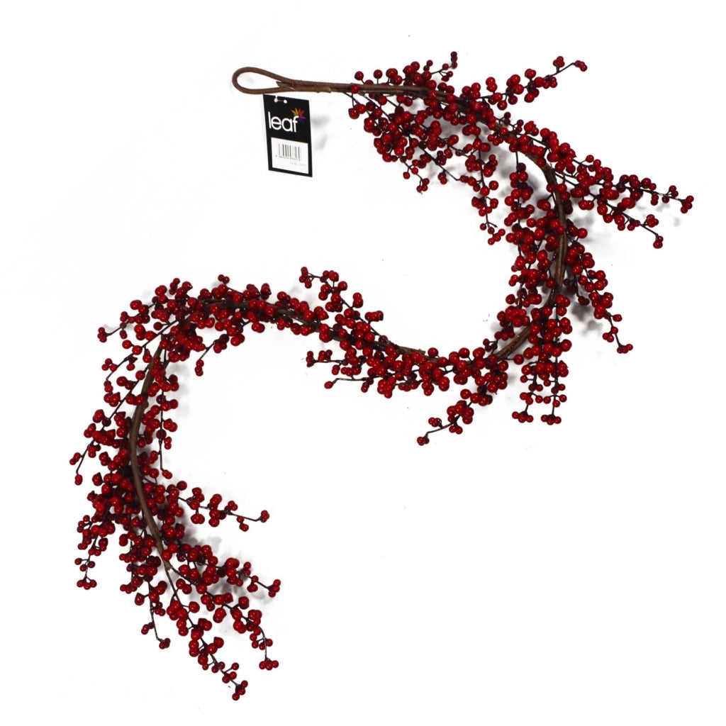 Ghirlanda artificiale con bacche rosse, 150 cm