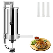 Insaccatrice Manuale Verticale da Tavolo 3L in Acciaio Inox ES-3L con Morsetto e 3 Tubi di Riempimento per Salsicce Fai da Te