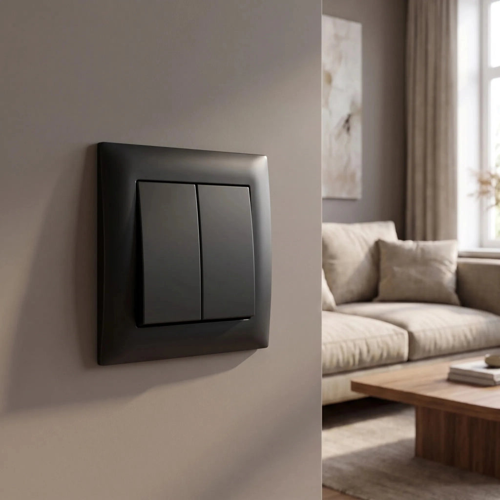 Interruttore Doppio Con Cornice Oste Jnh007-w Black