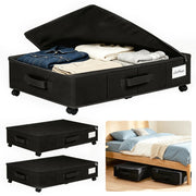 Comodino da sottoletto con ruote, 2 pezzi, pieghevole, colore nero