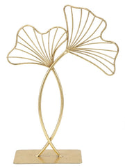 Scultura Decorativa a Foglie in Acciaio Dorato Farflia Oro