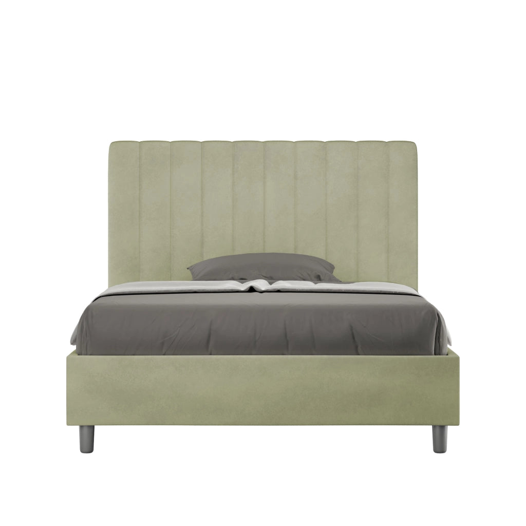 Letto una Piazza e Mezza Imbottito in Microfibra 120x190 Con Rete Agueda Tè verde