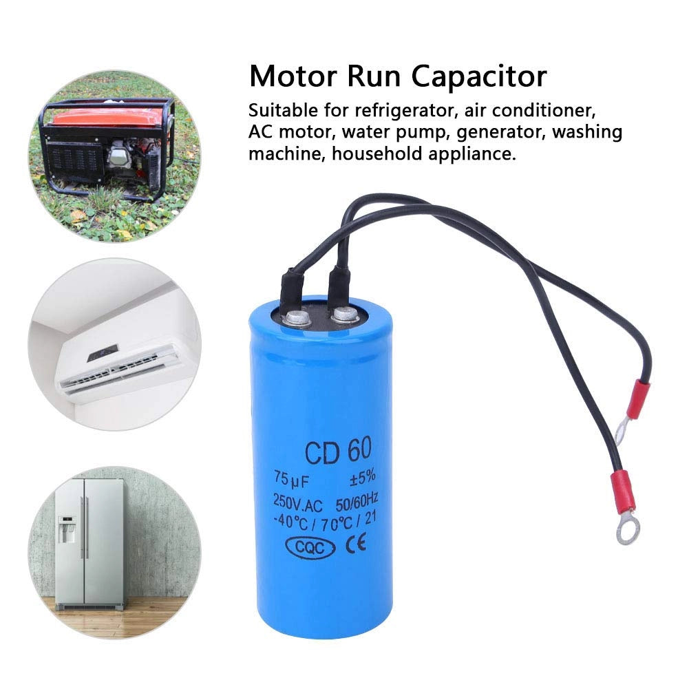 Condensatore di avviamento per motori 75 MFD HVAC CD60 75 µF 250 V CA