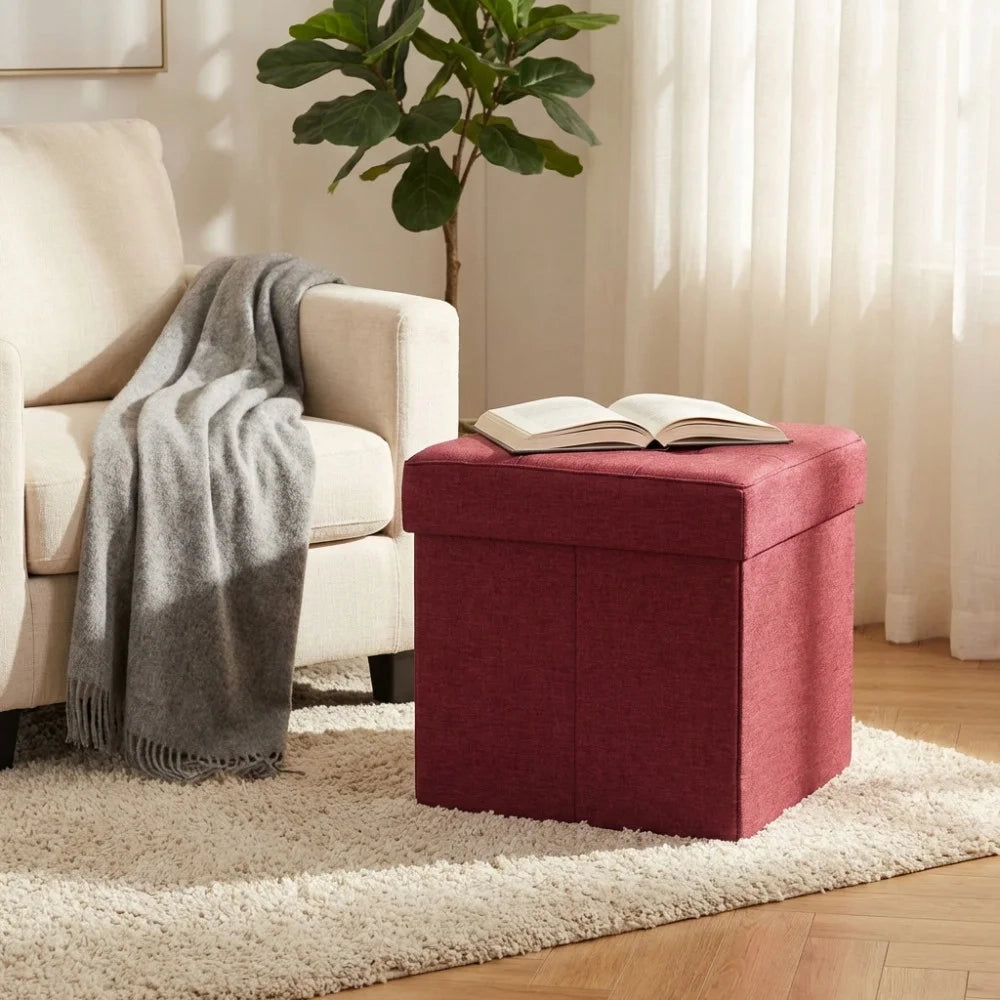 Pouf contenitore in stoffa Rosso