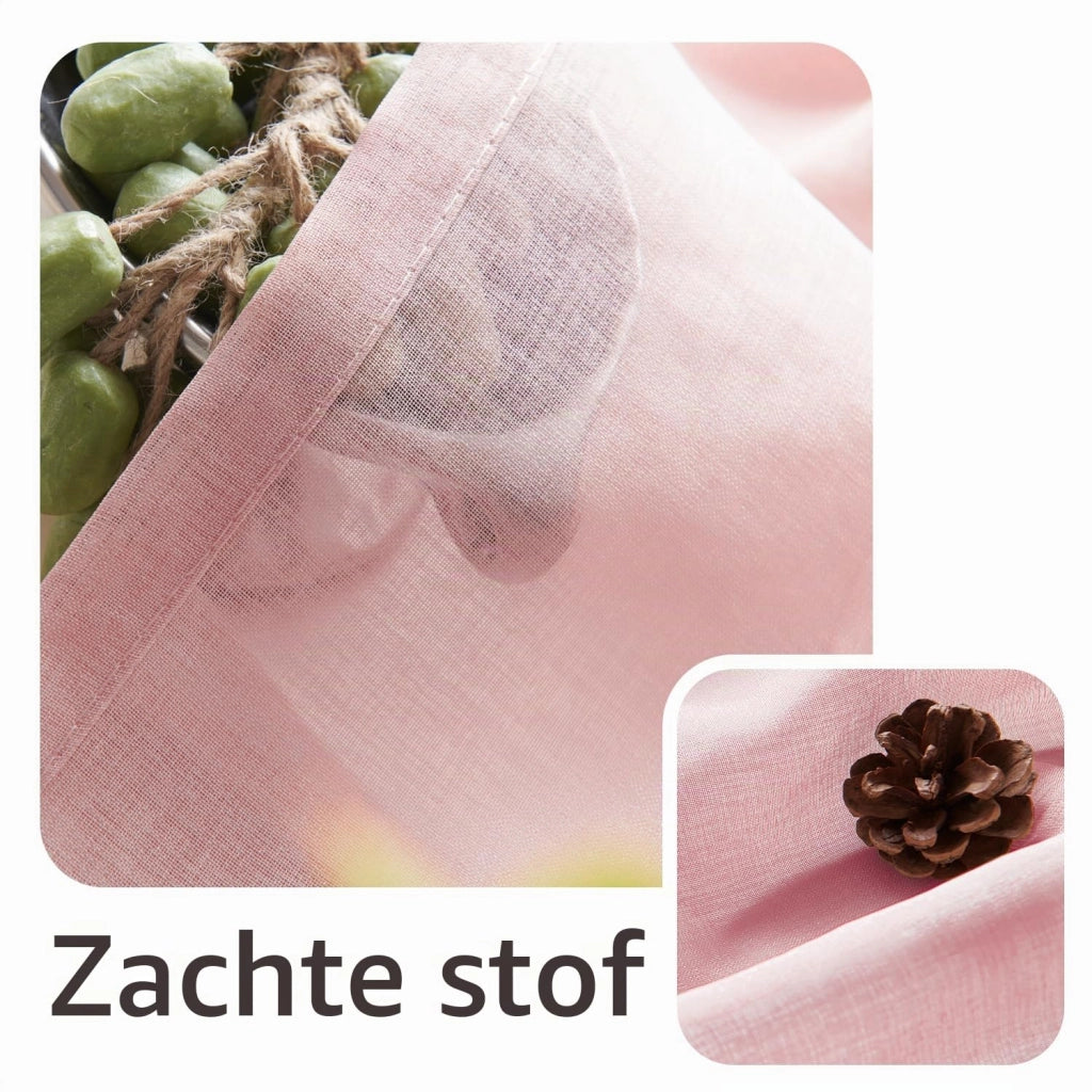 Tende in stile lino con passanti, set da 2, rosa, 245x140 cm