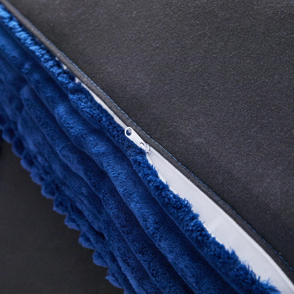 Poltrona con pouf 115x89x77 cm compressa in flanella blu