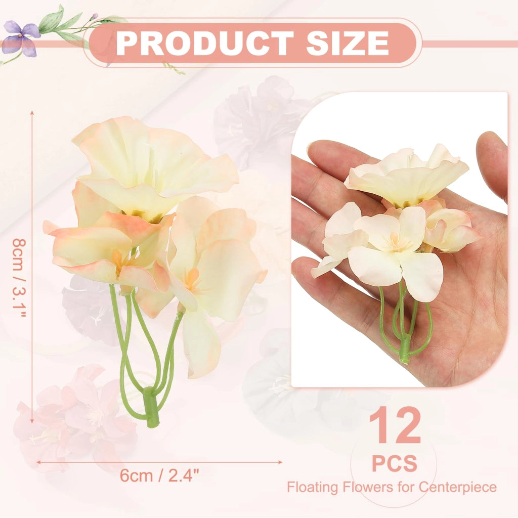 Fiori di orchidea artificiali, 12 pezzi, 8x6 cm, rosa e bianco