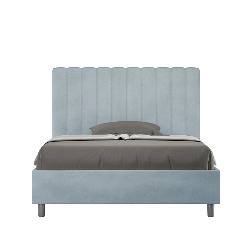 Letto una Piazza e Mezza Imbottito in Microfibra 130x210 Con Rete Agueda Azzurro