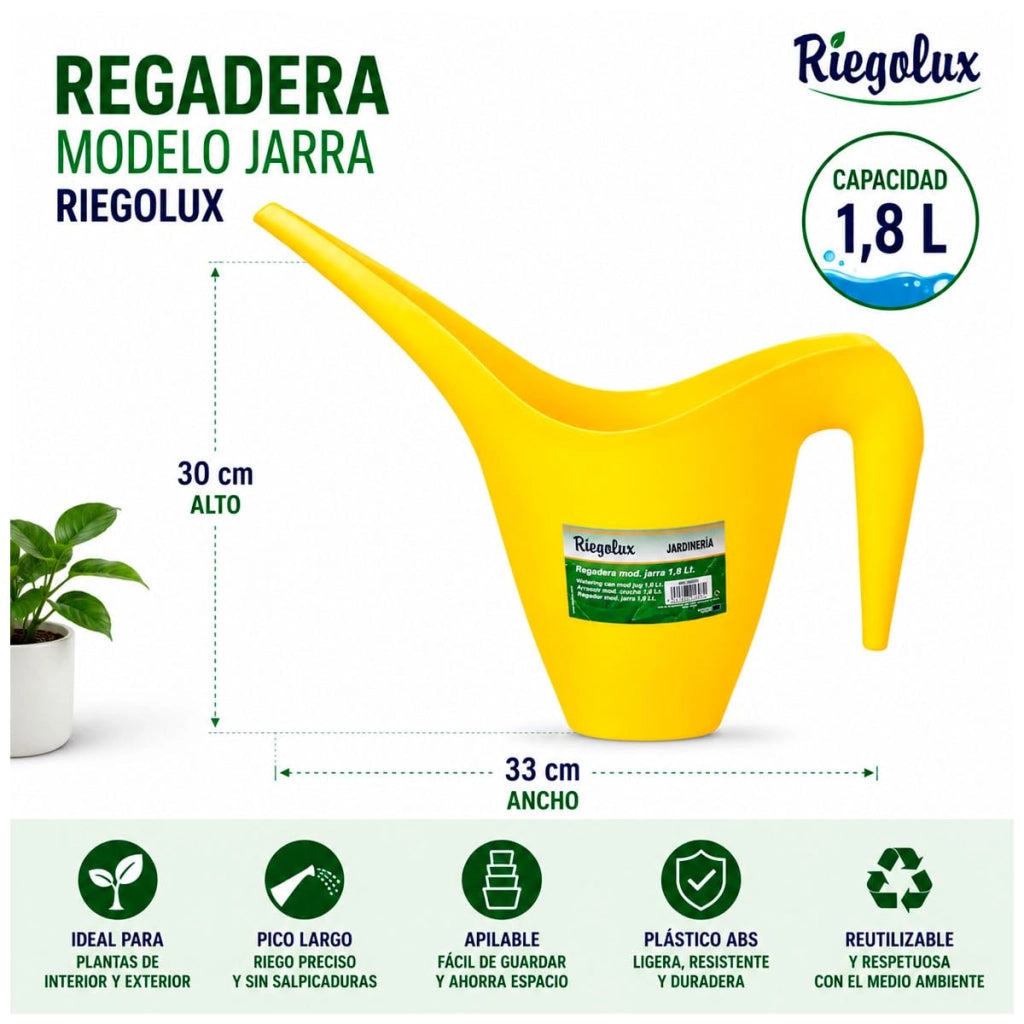 Annaffiatoio da 1,8 litri, in plastica, modello brocca, multicolore