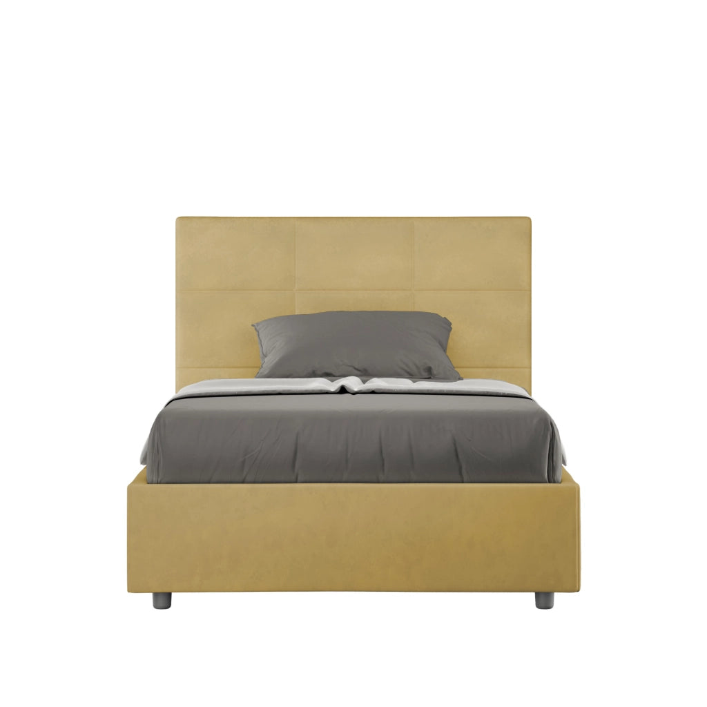 Letto una Piazza e Mezza Imbottito in Microfibra 120x210 Con Rete Mika Ocra