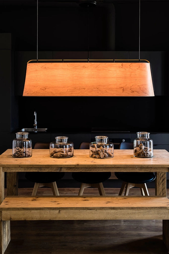 STOOD Lampada sospensione nera et legno