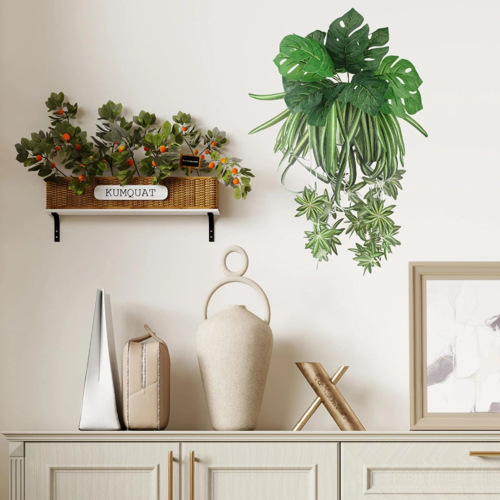 Piante artificiali da appendere, set da 3, Monstera e giglio della pace, 64 cm, plastica