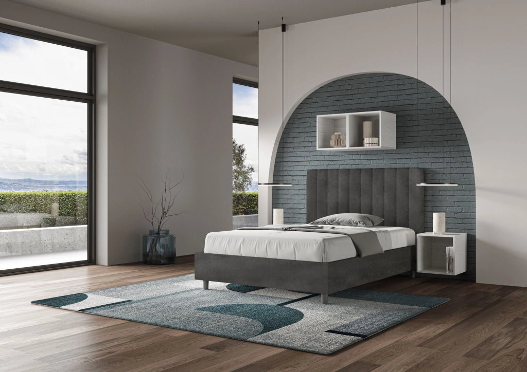 Letto una Piazza e Mezza Imbottito in Microfibra 130x210 Senza Rete Agueda Grigio