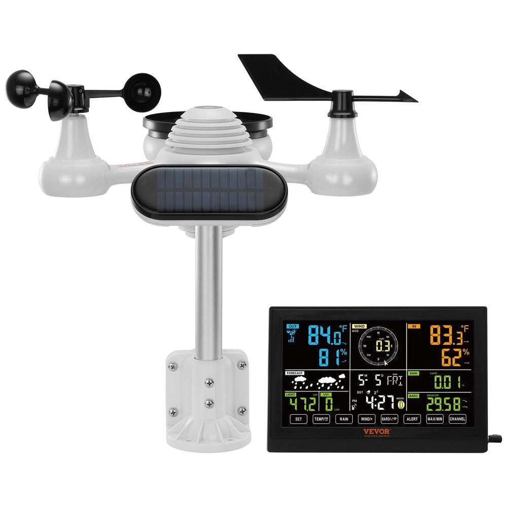 YT60231 Stazione Meteorologica Wireless Solare 7 in 1 Schermo a Colori 7,9 Pollici Portata 150m da Interno ed Esterno per Casa Giardino