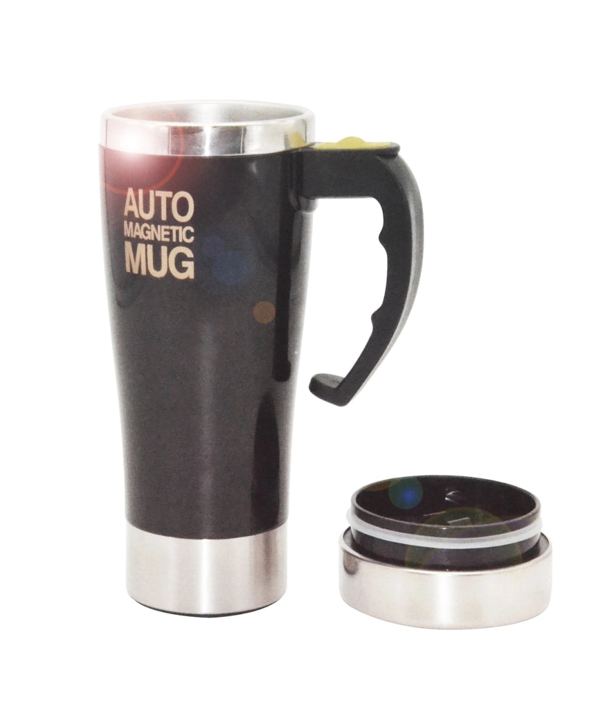 Tazza da viaggio magnetica, 450 ml, nera, con chiusura automatica