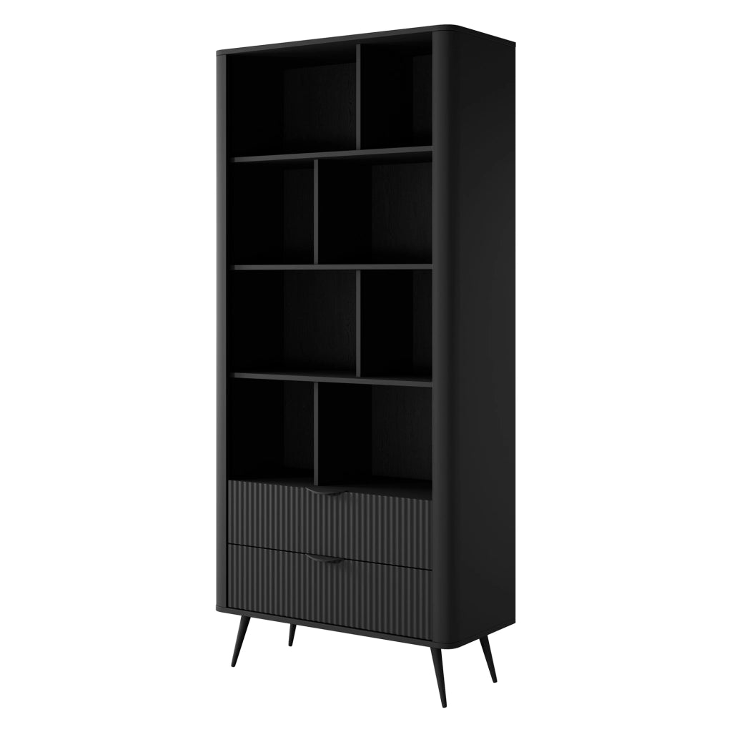 Biblioteca Kabavasi, Libreria 2 Cassetti, 88x38x194h cm Nero