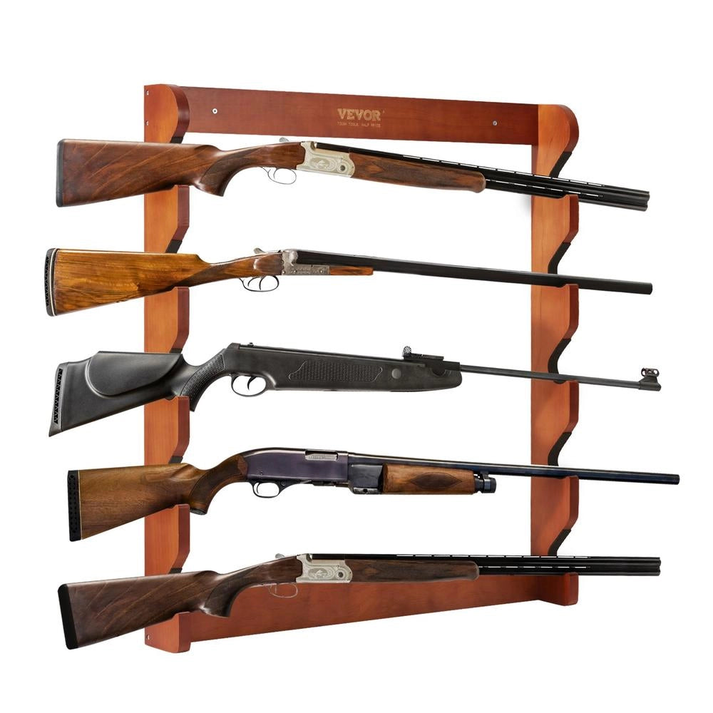 Supporto a Parete WZ002 a 5 Posti in Legno di Pino Massello Rosso Chiaro, Rastrelliera Robusta da Muro, Portata 60 kg