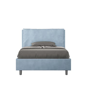 Letto una piazza e mezza rivestito in Microfibra con cuscini xl 120x200 Con Rete e Contenitore Antea Large Azzurro