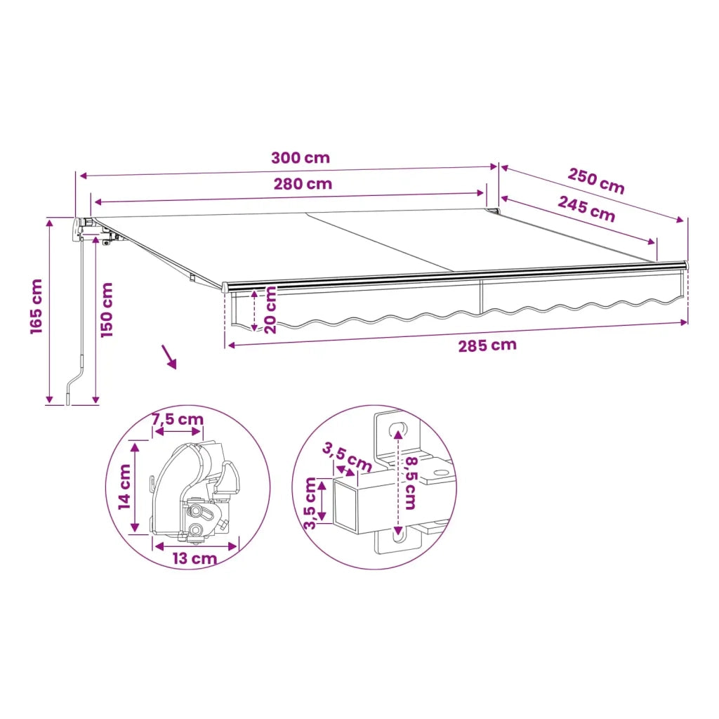 Tenda da Sole Pieghevole Manuale 300 cm Blu/Bianca 275552