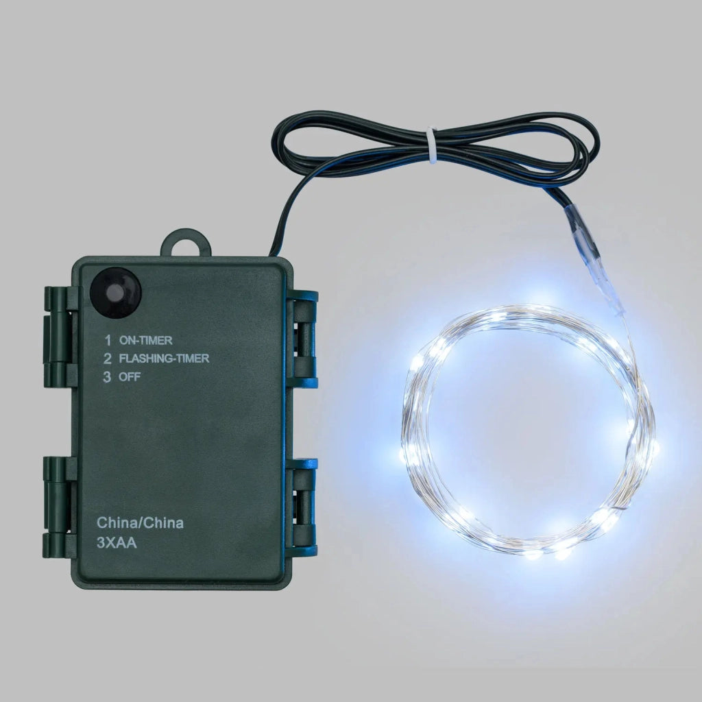 Catena MicroLED 8 m 80 Bianco timer a batteria
