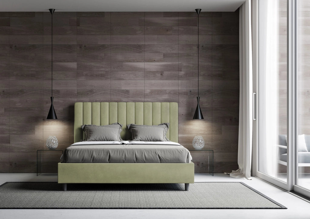 Letto una Piazza e Mezza Imbottito in Microfibra 120x200 Con Rete Agueda Tè verde