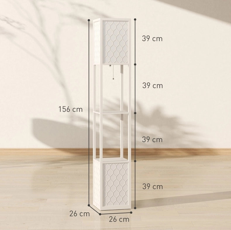 Lampada da Terra Moderna con 2 Ripiani, Interruttore a Catena, Grigio Chiaro, 26x26x156 cm