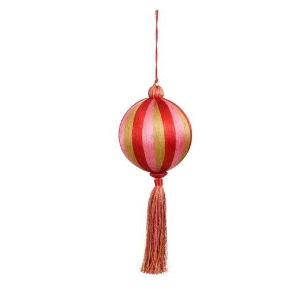 Pallina con nappina in plastica riciclata oro  12 cm