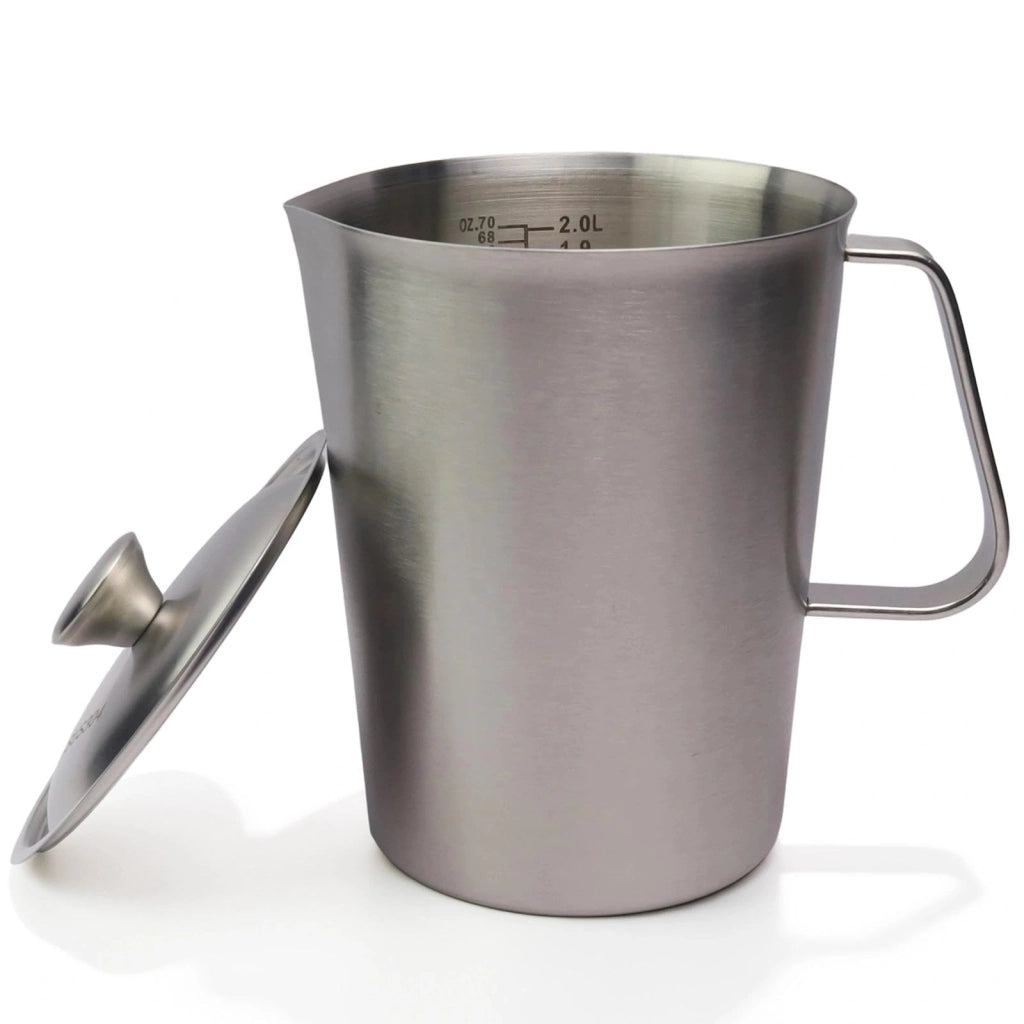 Brocca in acciaio inossidabile da 2000 ml con coperchio e doppia scala