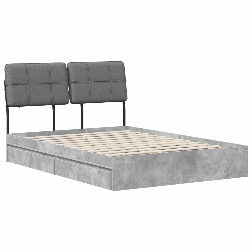 Letto matrimoniale con testiera Grigio Cemento e Grigio Chiaro 3440489