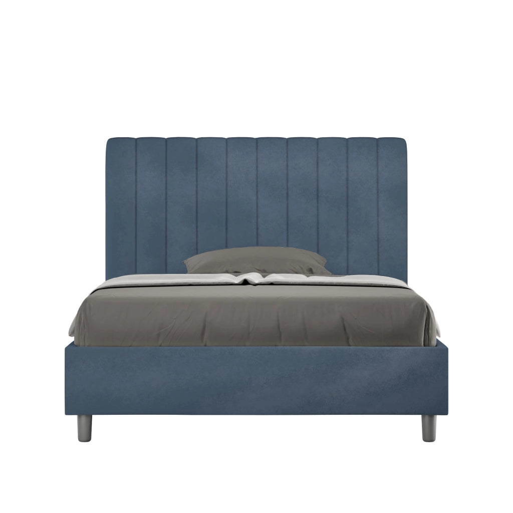 Letto una Piazza e Mezza Imbottito in Microfibra 120x200 Senza Rete Agueda Blu