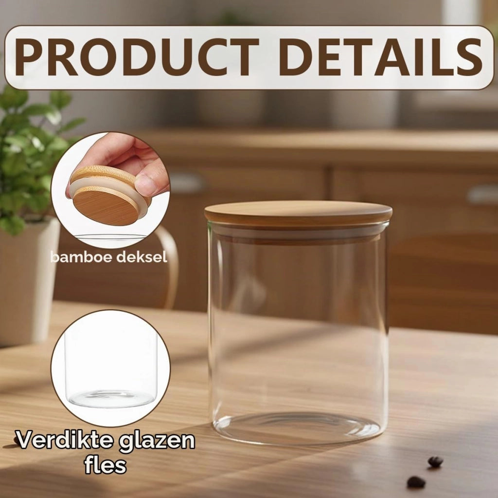 Set da 2 contenitori in vetro da 200 ml con coperchio in bambù