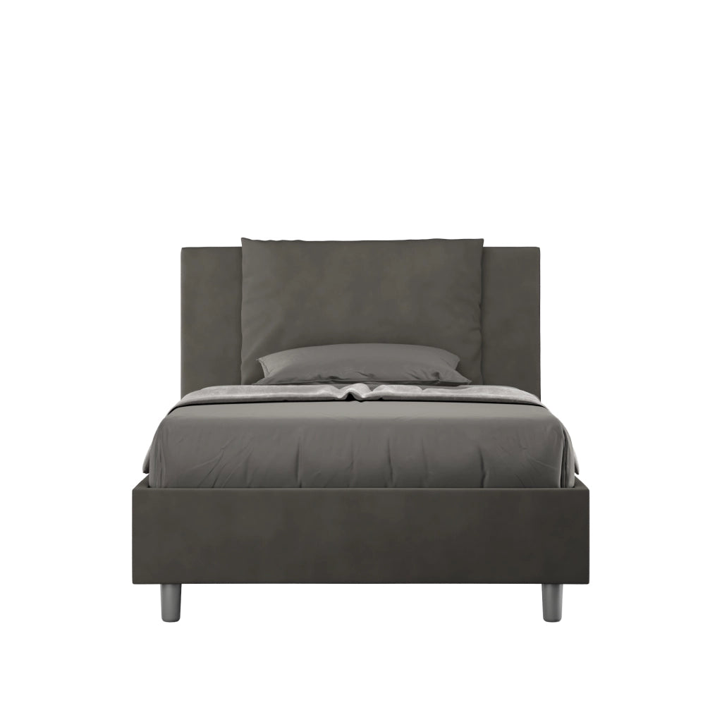 Letto una Piazza e Mezza Imbottito in Microfibra 110x210 Senza Rete Antea Grigio