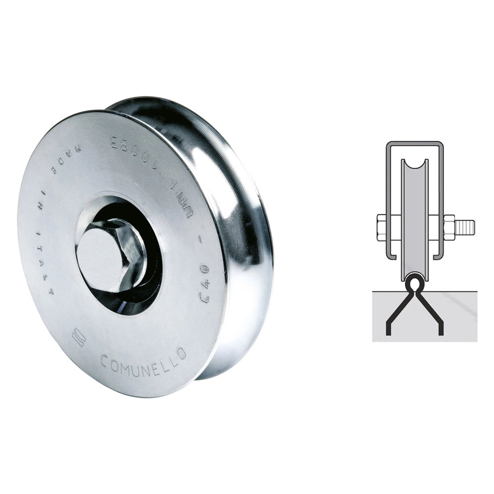 RUOTA PER CANCELLI GOLA A 'U'  ø 100 1 cuscinetto 310 (100S) h.gola 9,5 mm
