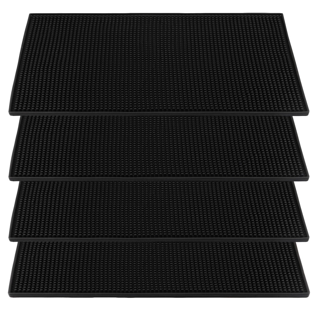 Set di 4 sottobicchieri in silicone, 15x30 cm, neri, antiscivolo