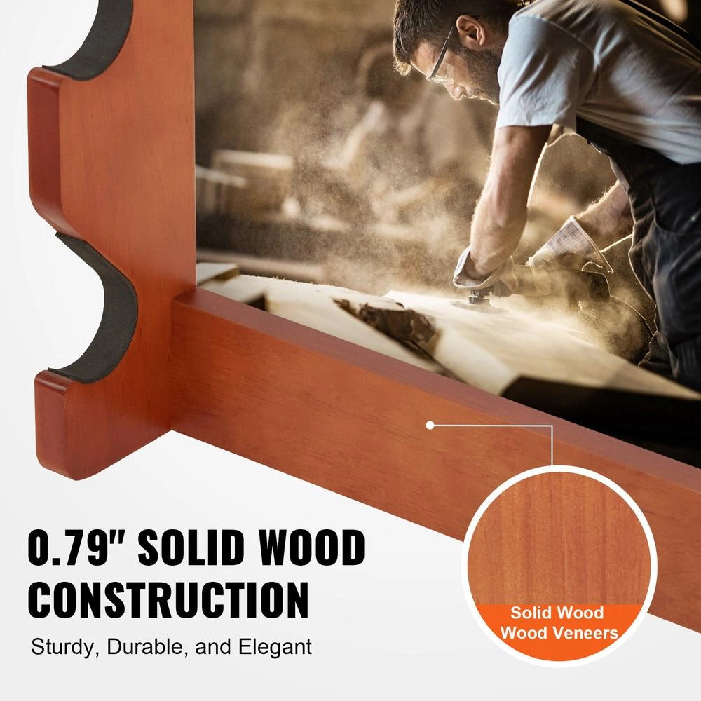 Supporto a Parete WZ002 a 5 Posti in Legno di Pino Massello Rosso Chiaro, Rastrelliera Robusta da Muro, Portata 60 kg