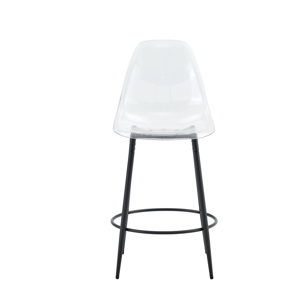 Set di 2 sgabelli da bar con schienale trasparente in metallo e plastica nero e trasparente