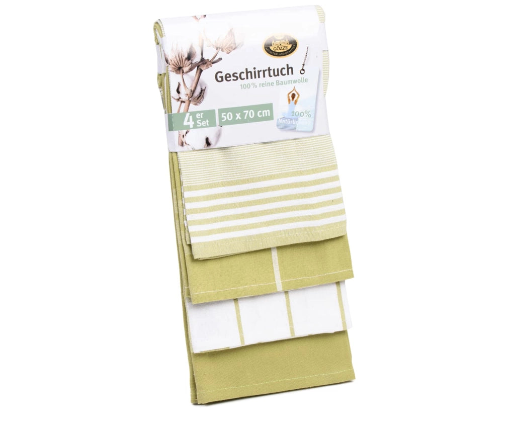 Set di 4 strofinacci, 50x70 cm, 100% cotone, color verde lime