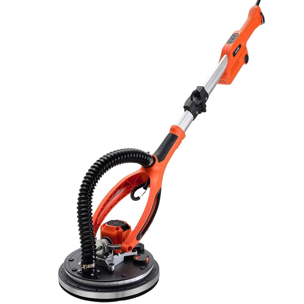 Levigatrice per pareti e cartongesso 950 W con luce LED a 360°, 7 velocità regolabili, manico pieghevole estensibile, 15 dischi abrasivi